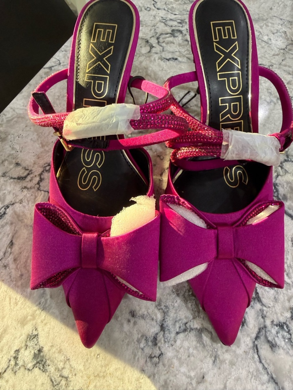 Express Fuchsia Pink Bow Pointed Toe Heels